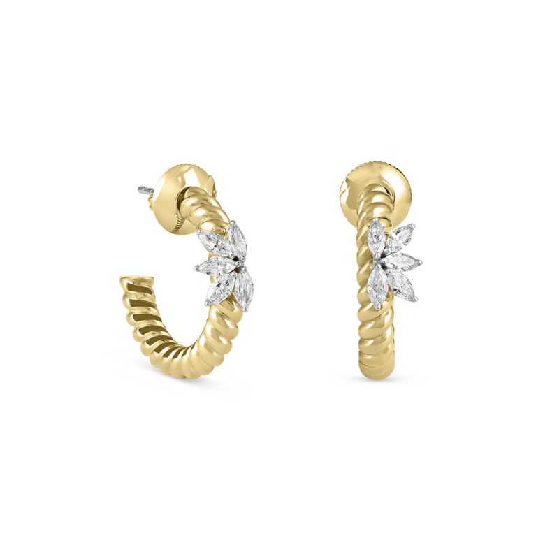Lucien Jolie Twisted Yellow Gold Diamond Earring
