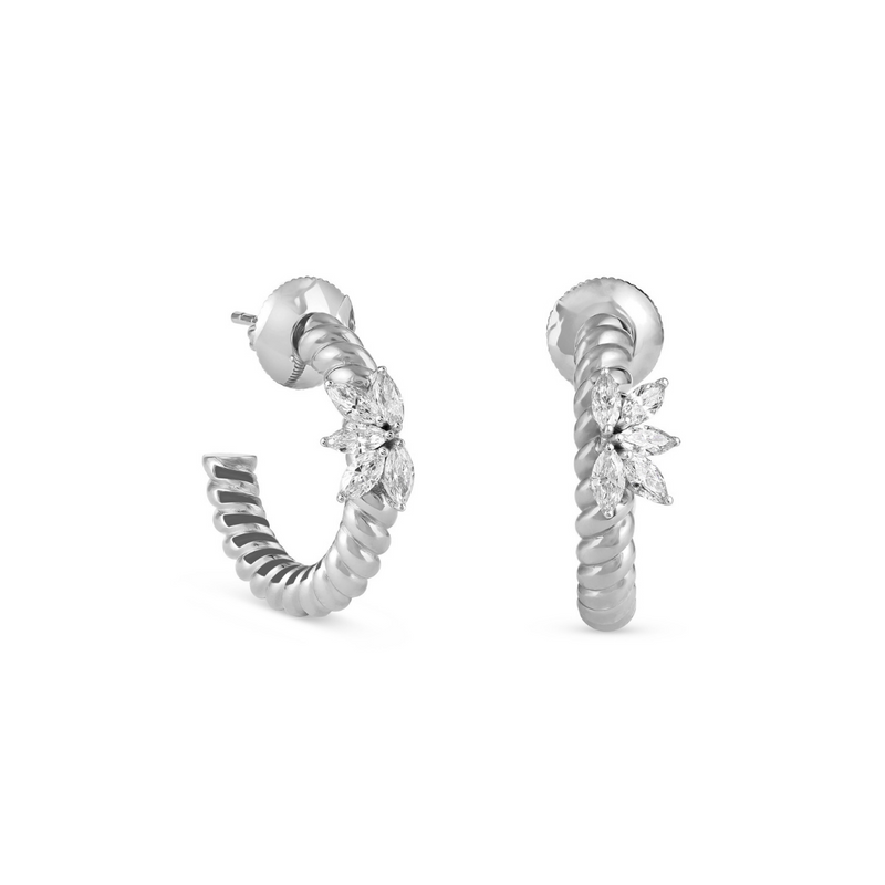 Lucien Jolie Twisted White Gold Diamond Earring