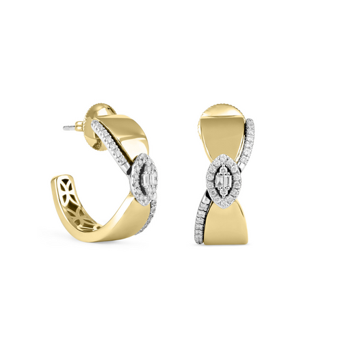 ETOILE Yellow Gold Diamond Hoop Earring ETOILE Yellow Gold Diamond Hoop Earring