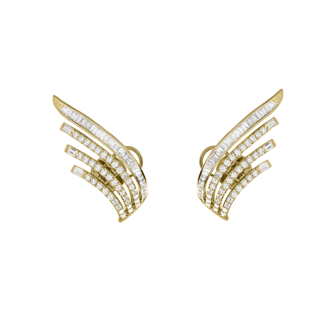 DILARA Yellow Gold Crown Diamond Earring