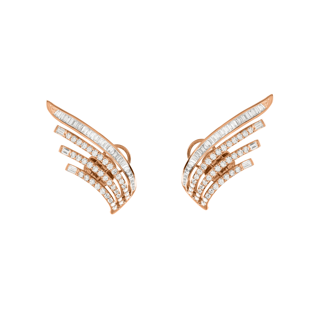 DILARA Rose Gold Crown Diamond Earring
