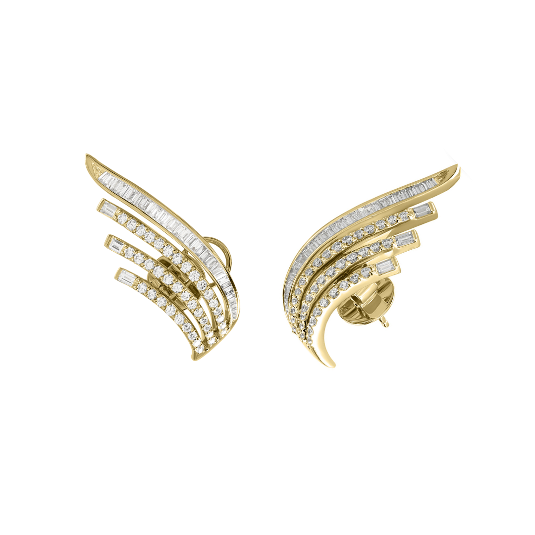 DILARA Yellow Gold Crown Diamond Earring