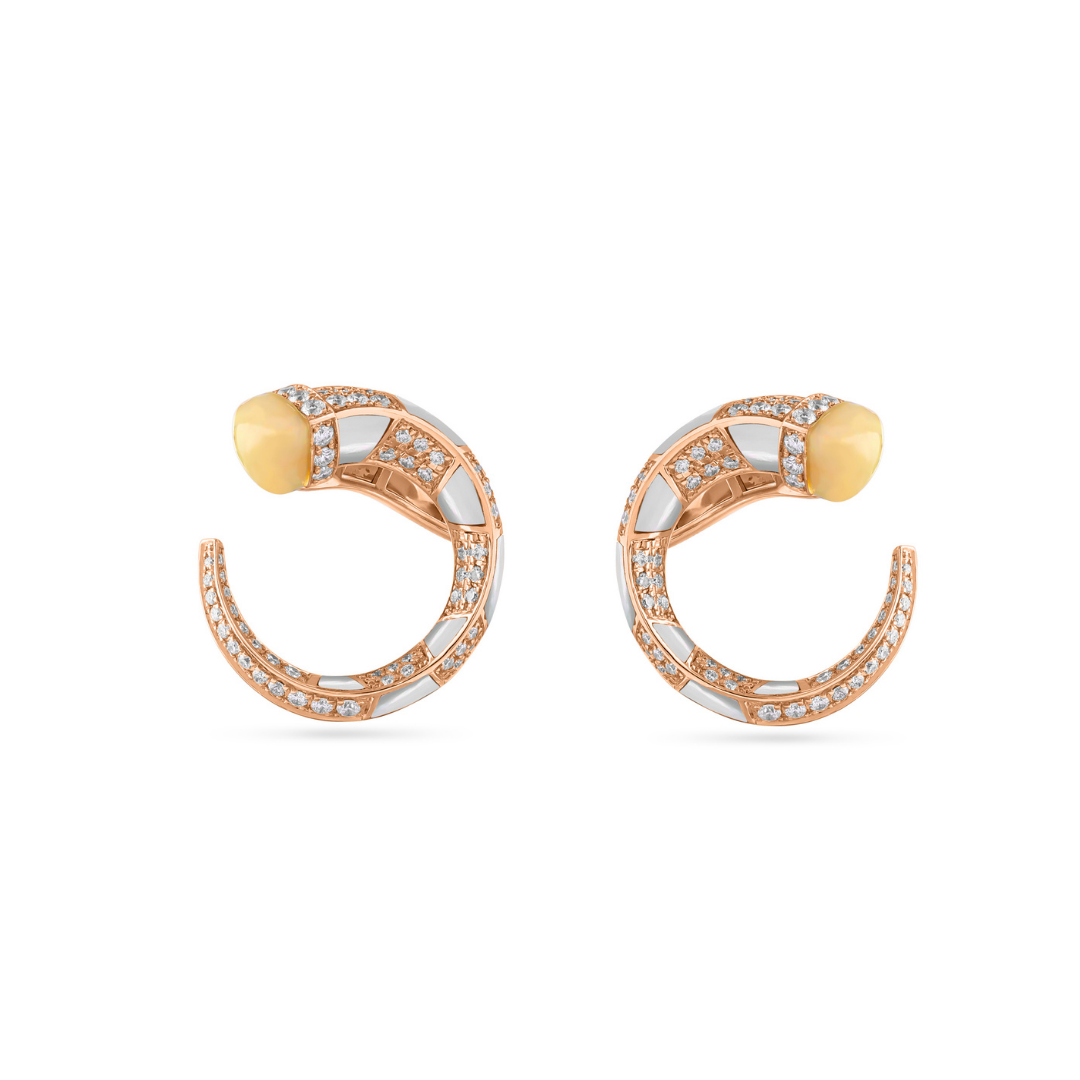Soit Belle Signature Rose Gold Diamond Earring with Natural Opal