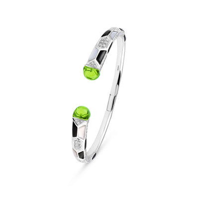Soit Belle Signature White Gold Bangle With Natural Peridot