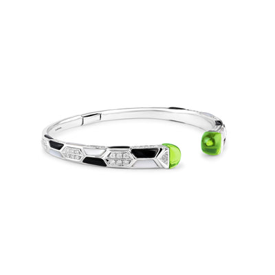 Soit Belle Signature White Gold Bangle With Natural Peridot