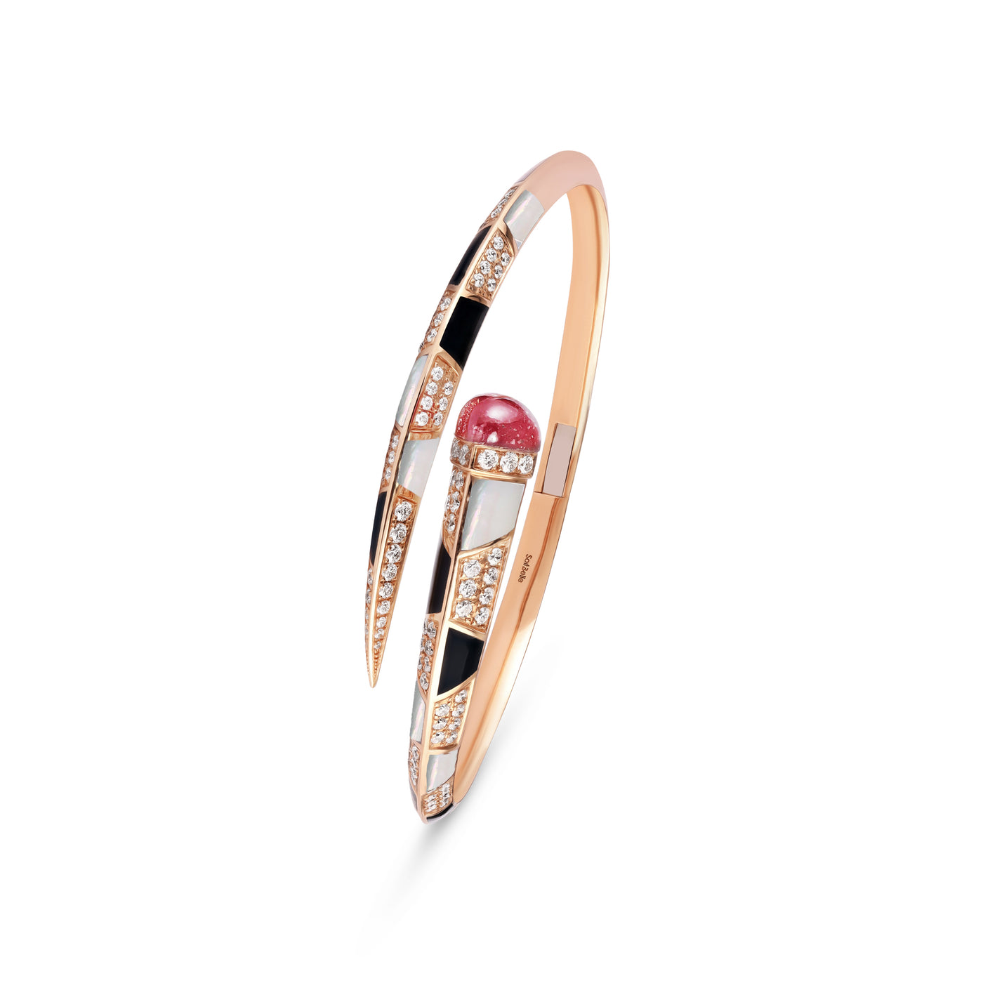 Soit Belle Signature Rose Gold Diamond Bangle With Natural Ruby