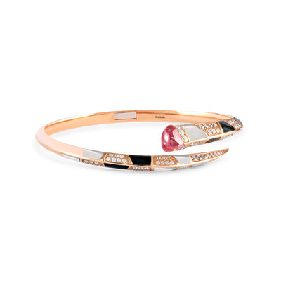 ARTISTRY Rose Gold Diamond Bangle With Natural Ruby