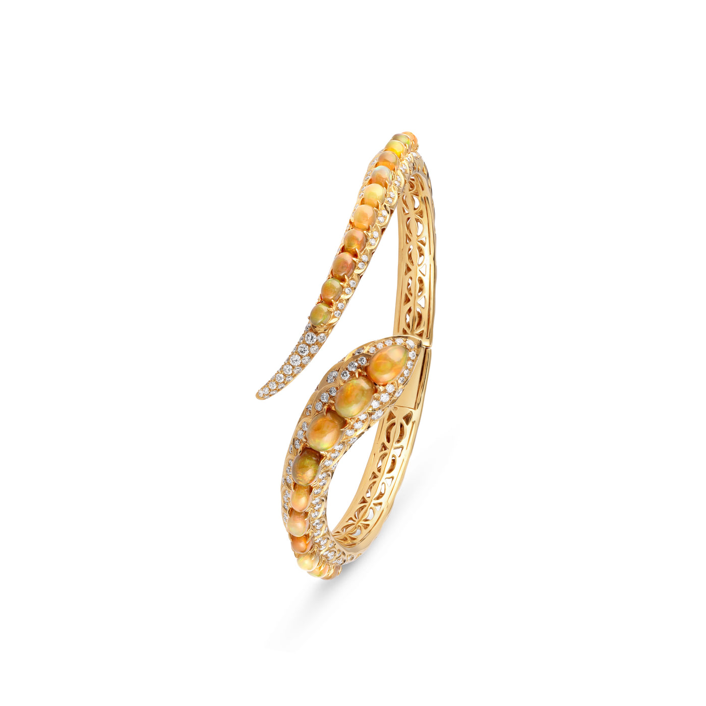 Soit Belle SB Snake Yellow Gold Bracelet With Royal Opal