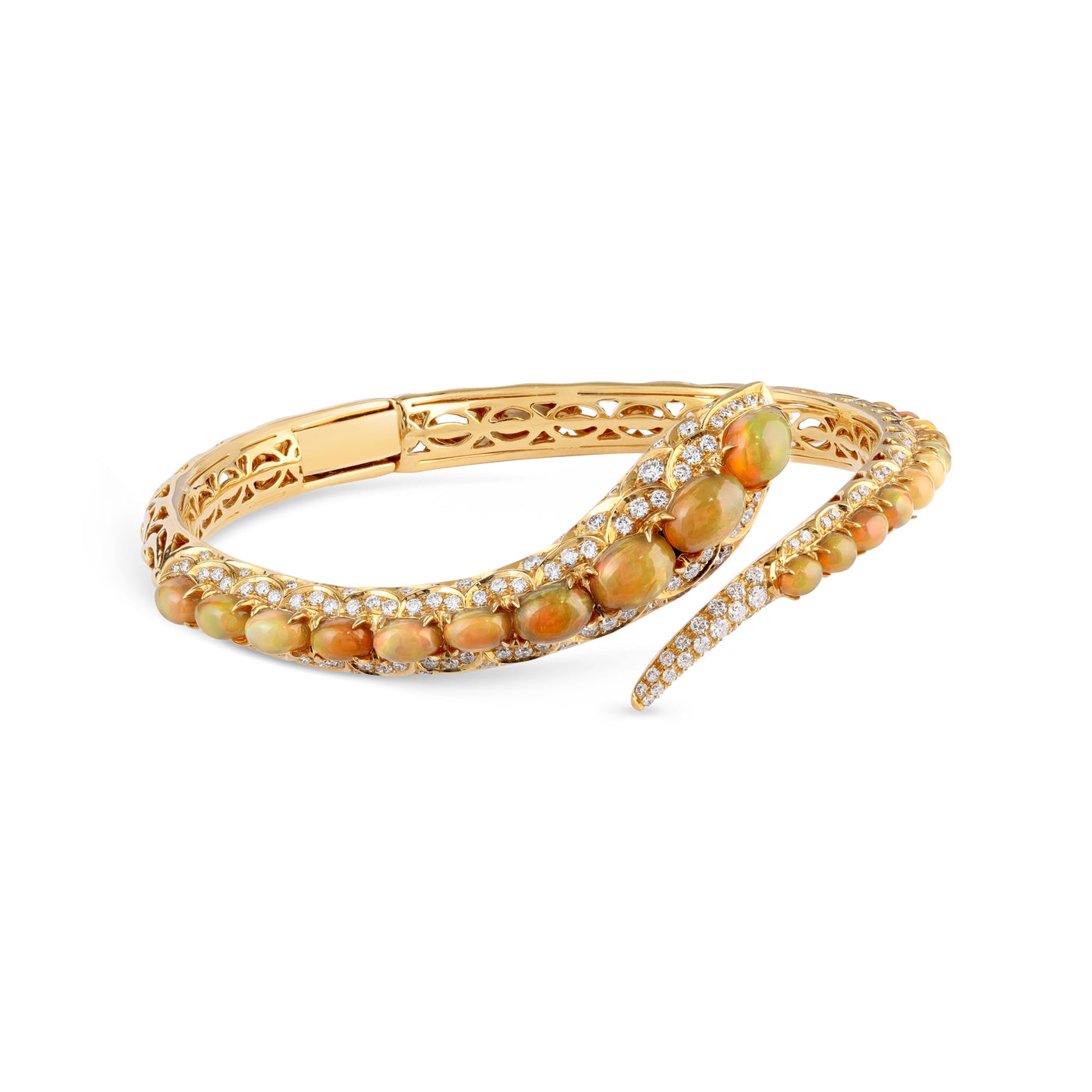 SB Snake Yellow Gold Bracelet With Royal Opal