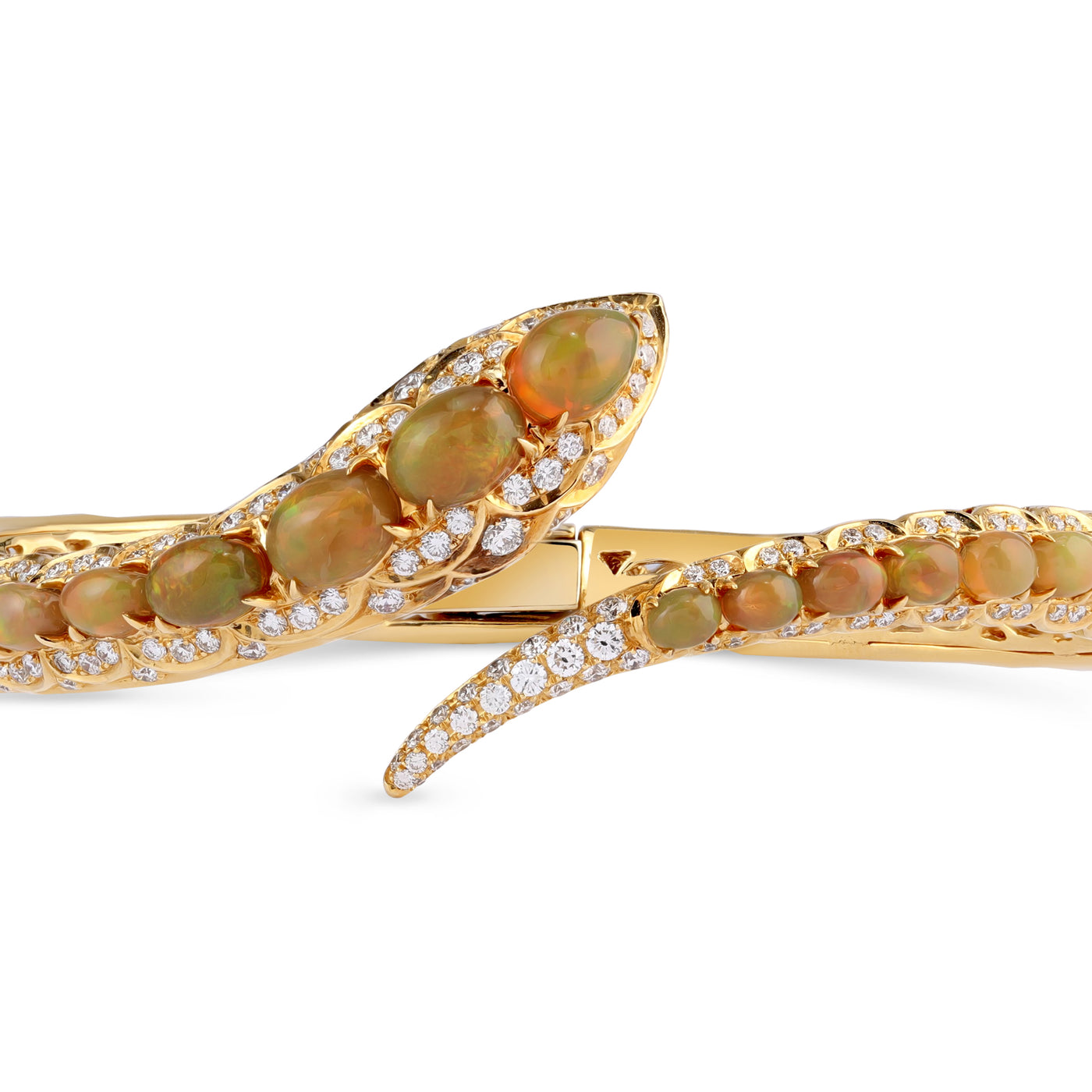 SB Snake Yellow Gold Bracelet With Royal Opal