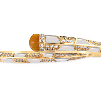 Soit Belle Signature Yellow Gold Bangle With Natural Opal