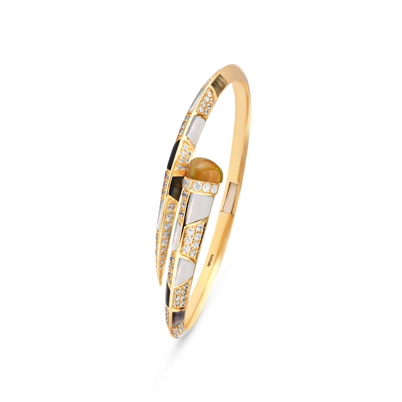 ARTISTRY Yellow Gold Bangle With Natural Opal