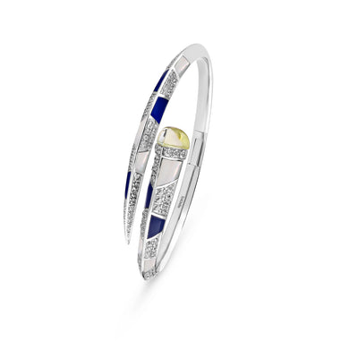 Soit Belle Signature White Gold Bangle With Natural Citrine