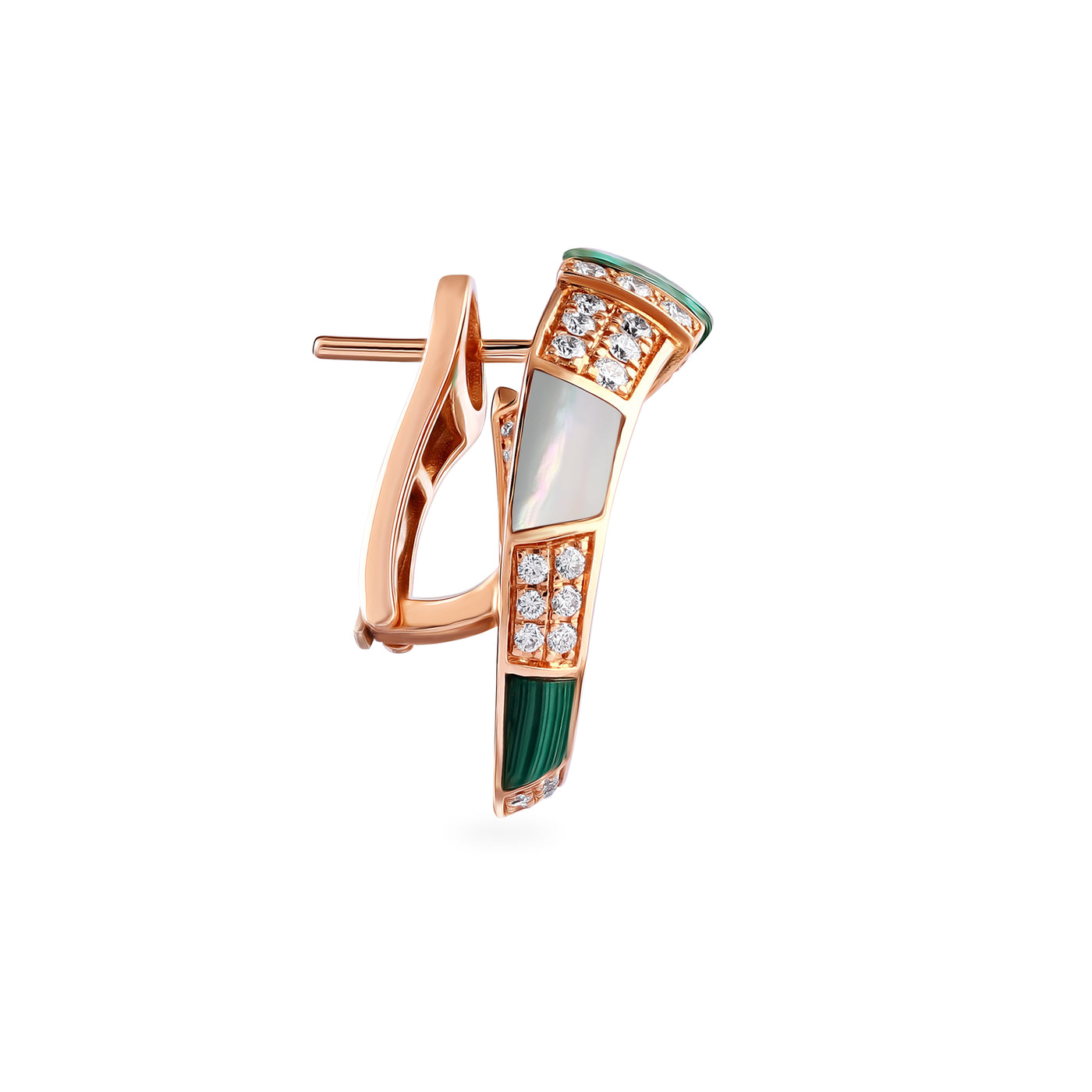 ARTISTRY Rose Gold Diamond Earring with Natural Emerald