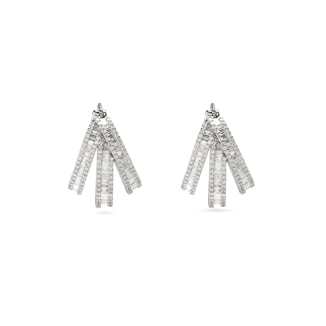 DILARA white gold three lines diamond hoops