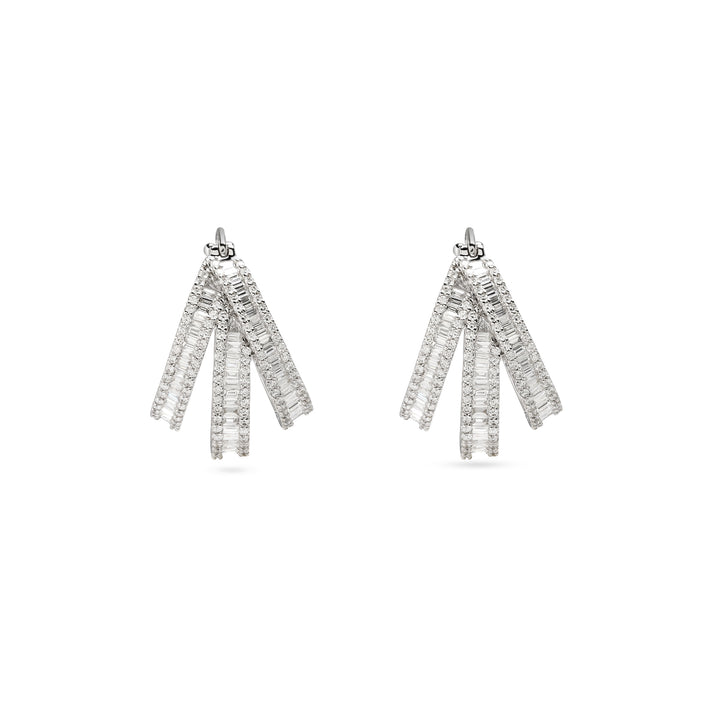 DILARA white gold three lines diamond hoops
