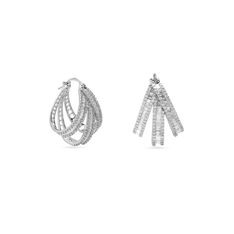 DILARA white gold three lines diamond hoops