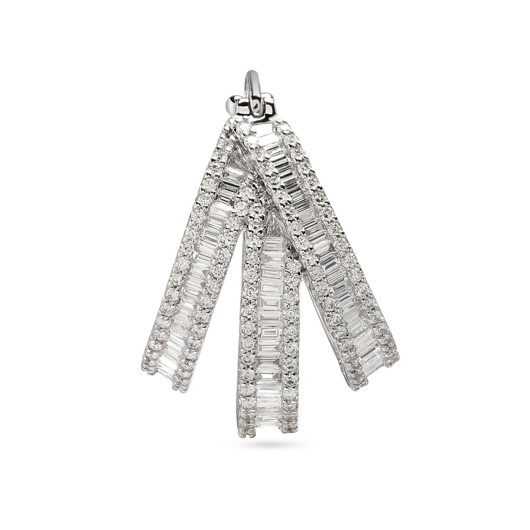 DILARA white gold three lines diamond hoops