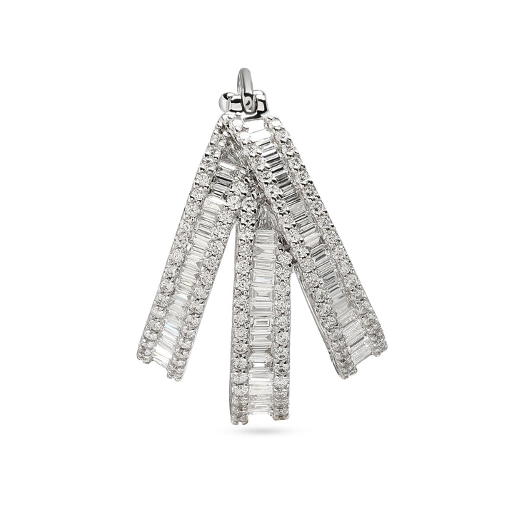 DILARA white gold three lines diamond hoops