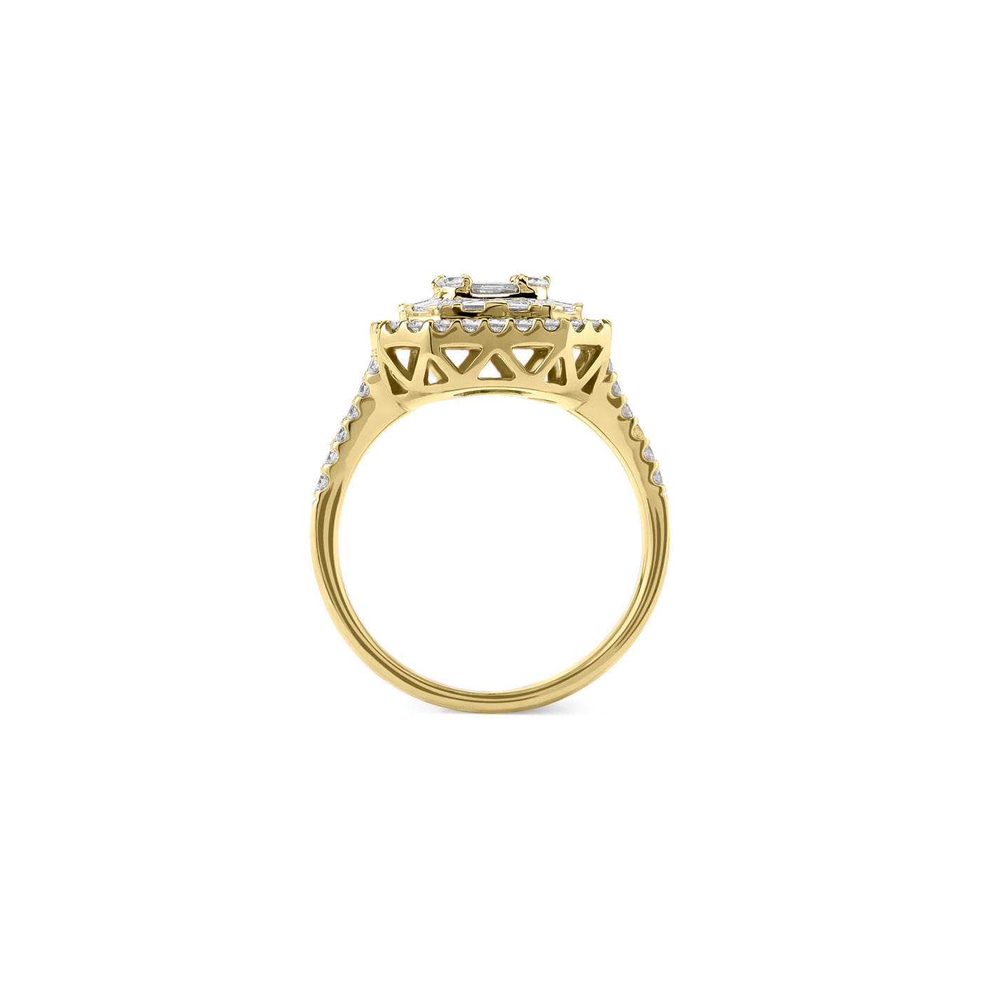 DILARA Cluster Halo Yellow gold diamond ring