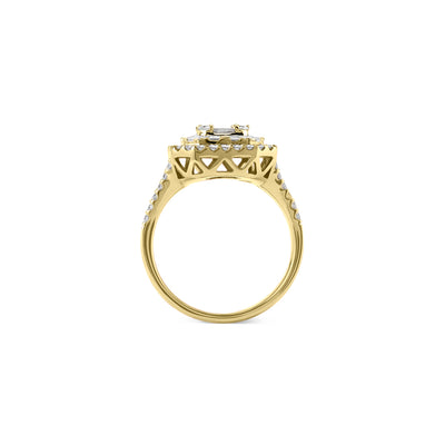 DILARA Cluster Halo Yellow gold diamond ring