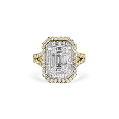 DILARA Cluster Halo Yellow gold diamond ring DILARA Cluster Halo Yellow gold diamond ring