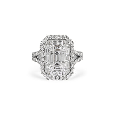 DILARA Cluster Halo White gold diamond ring