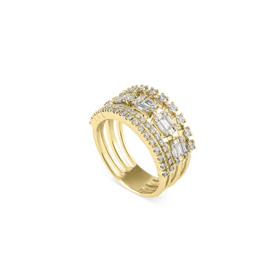 DILARA Yellow Gold Layers diamond ring