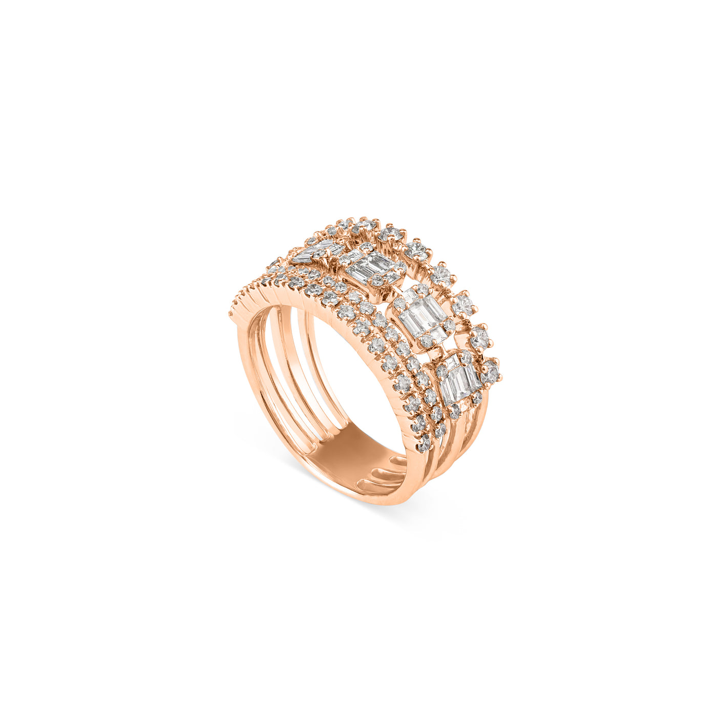 DILARA Rose Gold Layers diamond ring