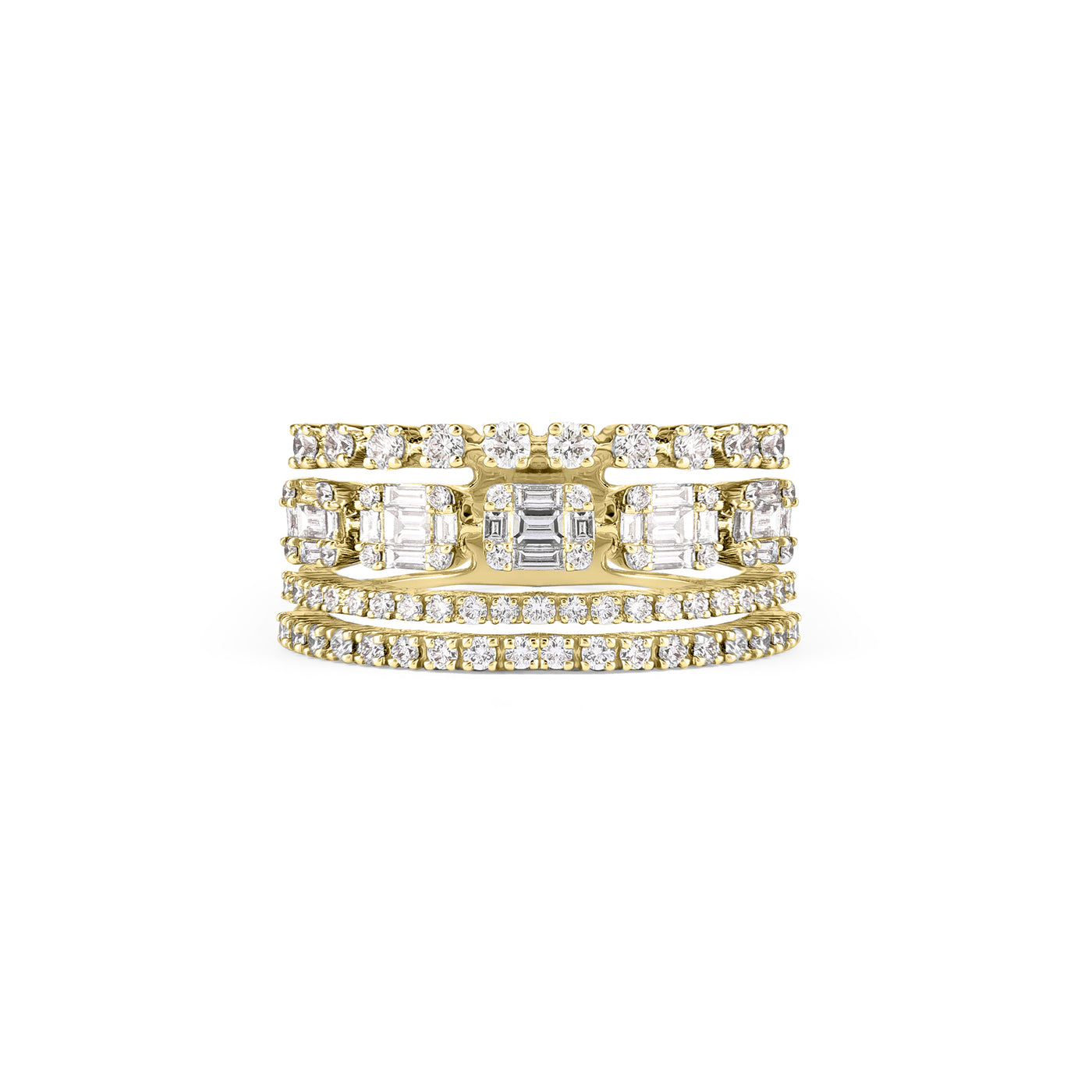 DILARA Yellow Gold Layers diamond ring