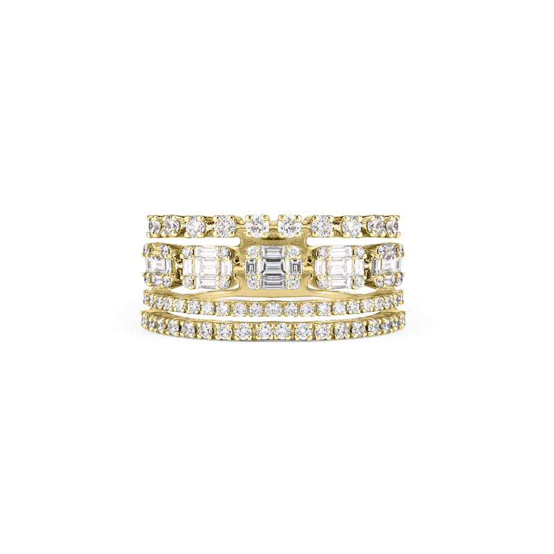 DILARA Yellow Gold Layers diamond ring