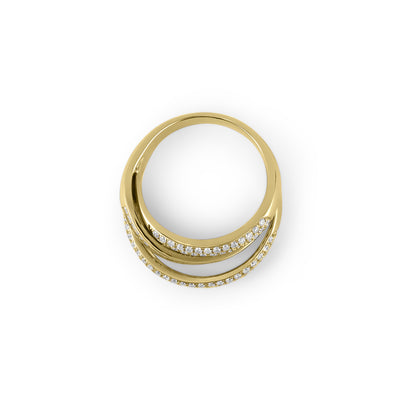 DILARA Yellow Gold crossover diamond ring