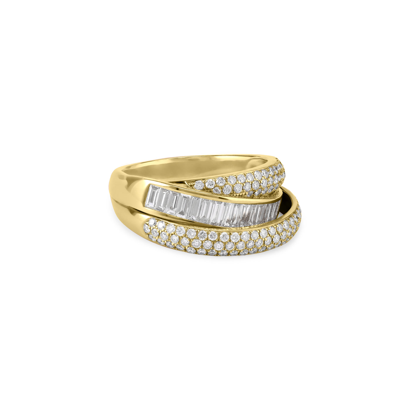 DILARA Yellow Gold crossover diamond ring