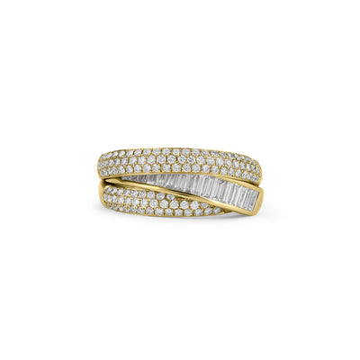 DILARA Yellow Gold crossover diamond ring