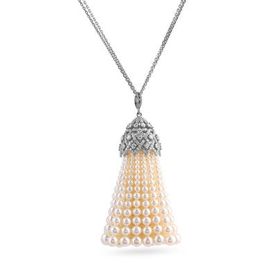 BAHR White Gold Diamond Pendant with Pearls