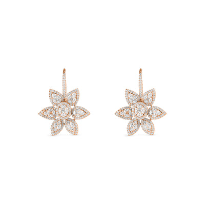Rose Gold Flower Diamond Earring