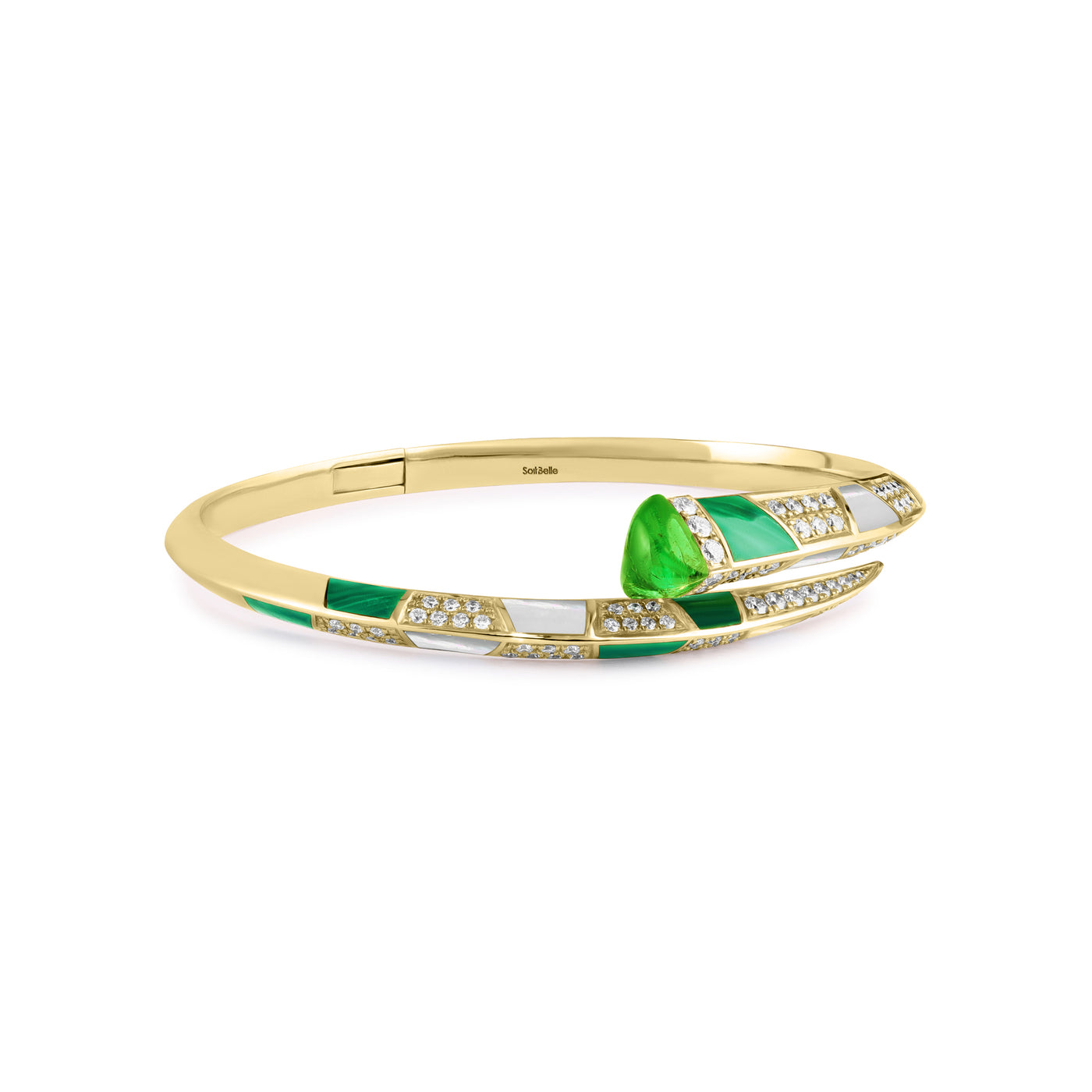ARTISTRY Yellow Gold Bangle With Natural Emerald