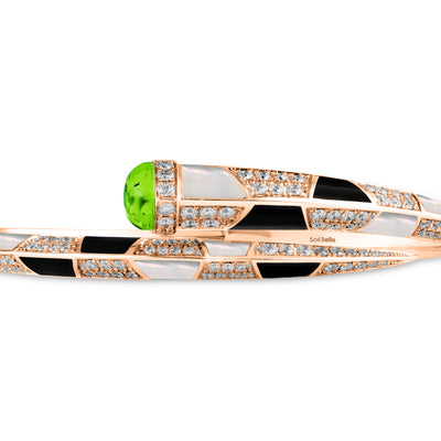 Soit Belle Signature Rose Gold Bangle With Natural Peridot