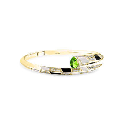 Soit Belle Signature Yellow Gold Bangle With Natural Peridot