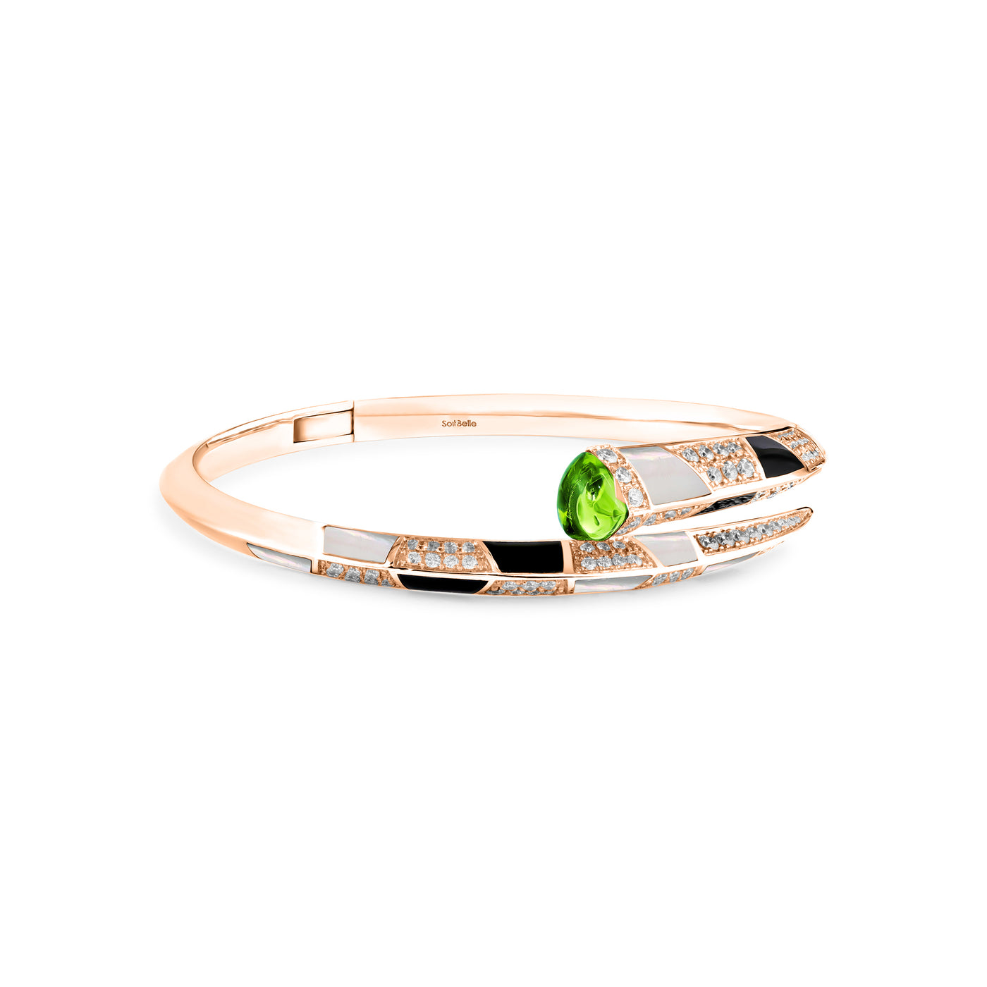 Soit Belle Signature Rose Gold Bangle With Natural Peridot