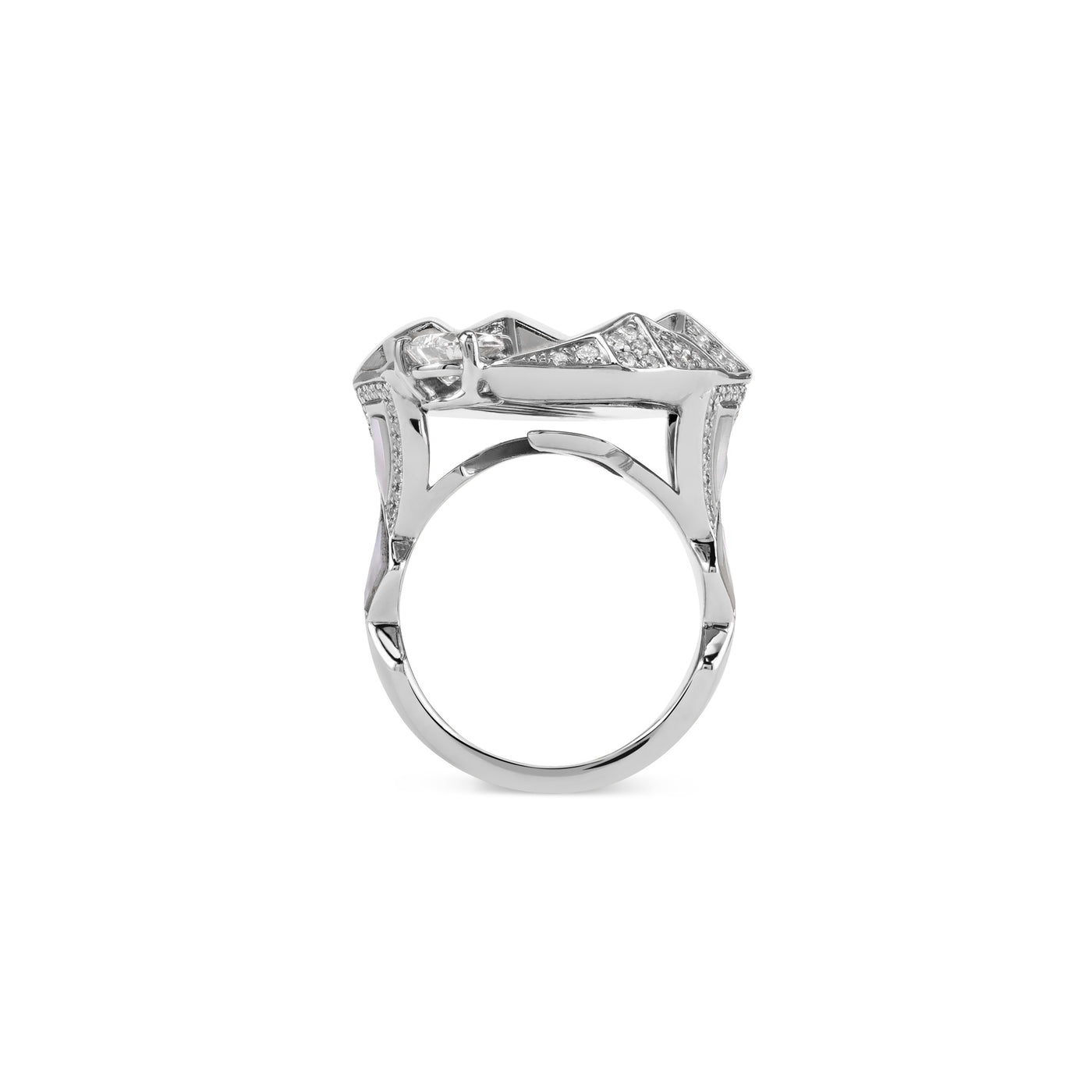 Geometric White Gold Diamond Ring