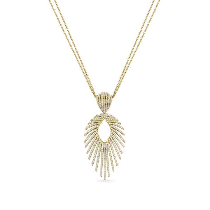 RONZA Yellow gold open flower diamond pendant