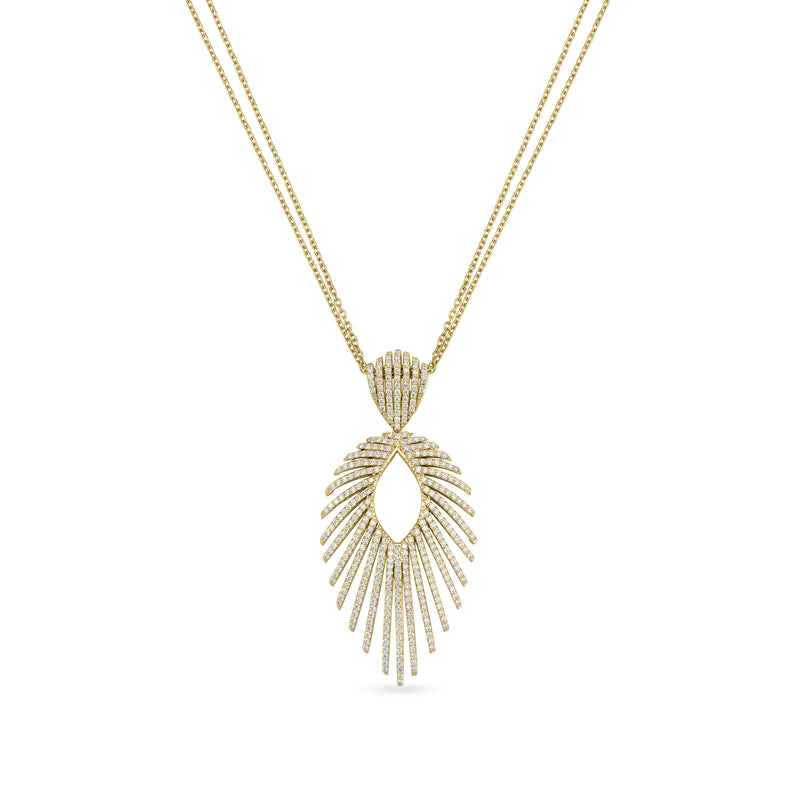 RONZA Yellow gold open flower diamond pendant