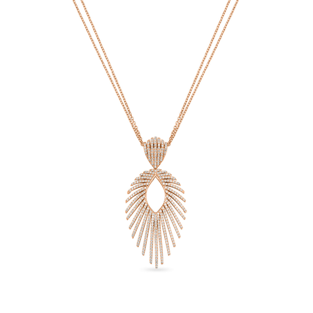 RONZA Rose gold open flower diamond pendant