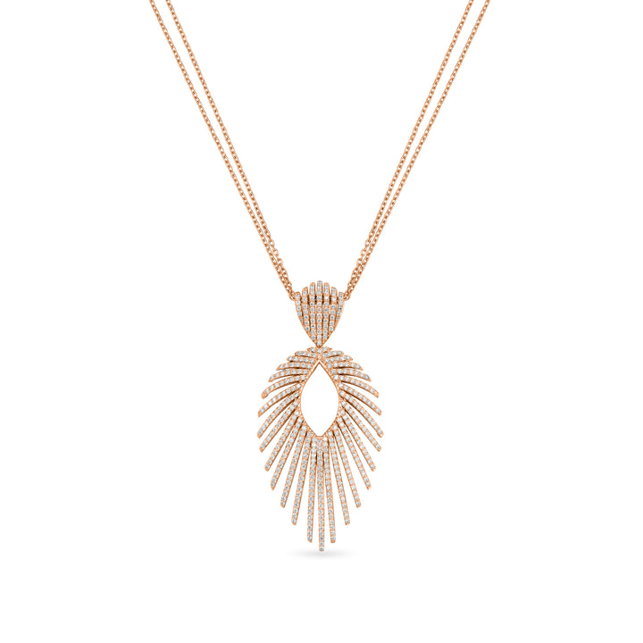 RONZA Rose gold open flower diamond pendant