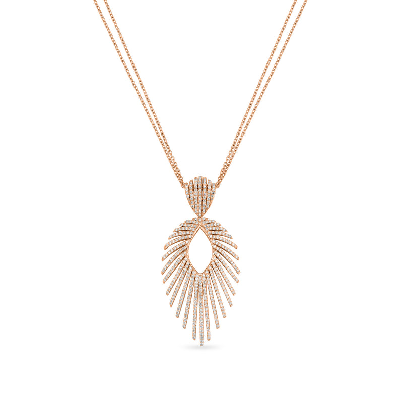RONZA Rose gold open flower diamond pendant