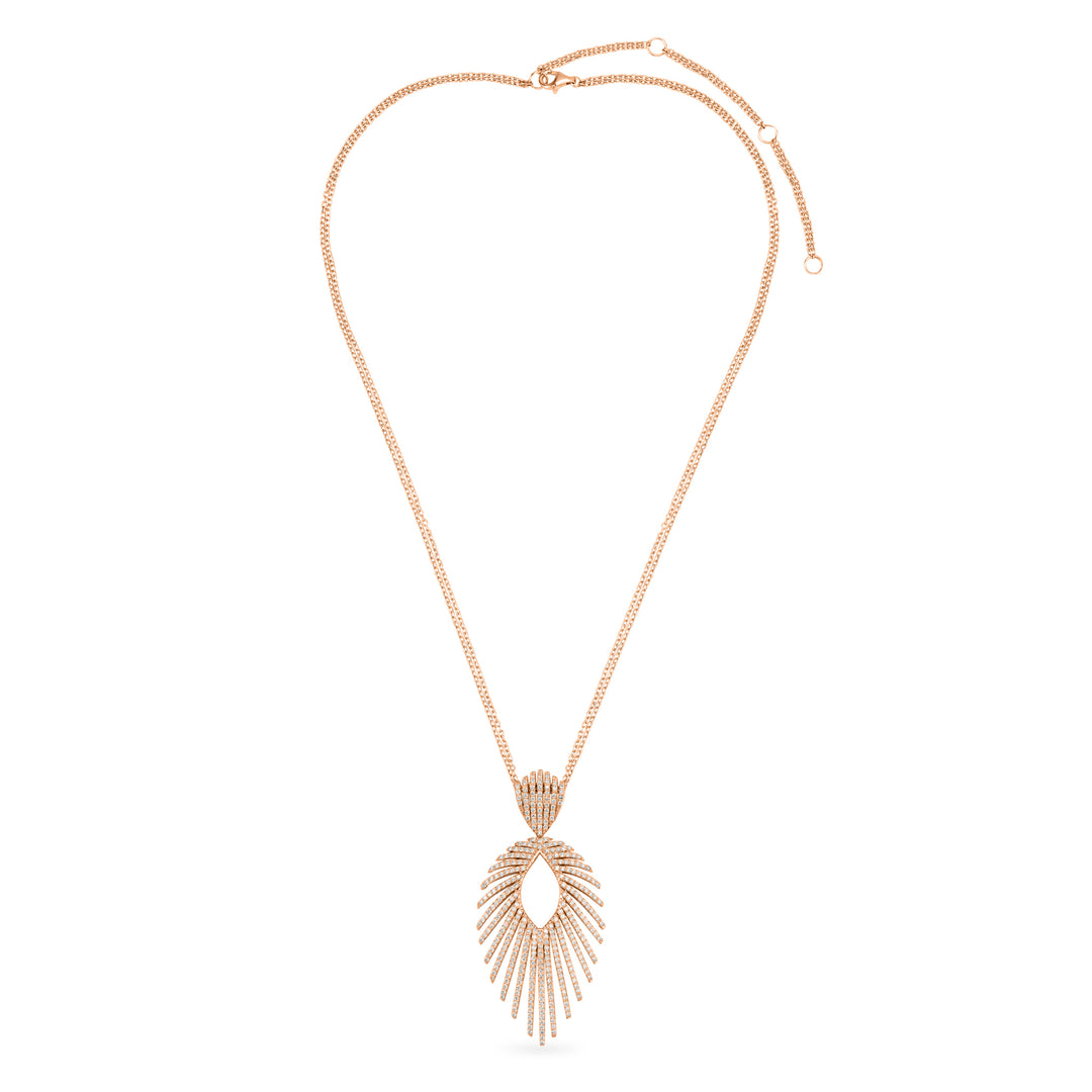 Rose Gold Open Flower Diamond Pendant