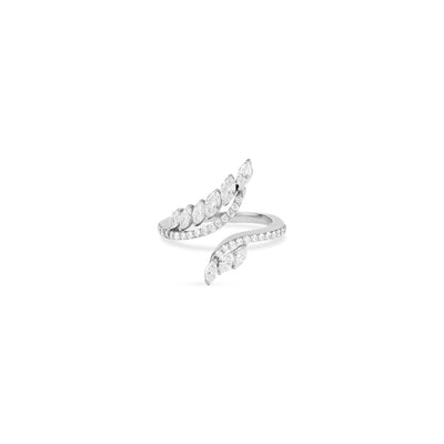 RONZA White Gold twisted vine leaves diamond ring
