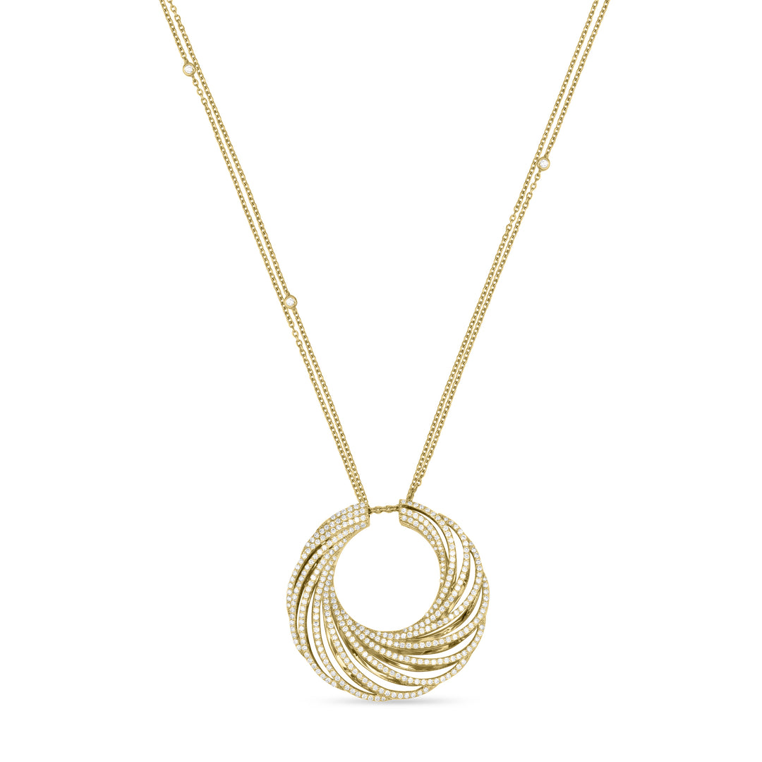 RONZA Yellow Gold Large Moon Diamond Pendant