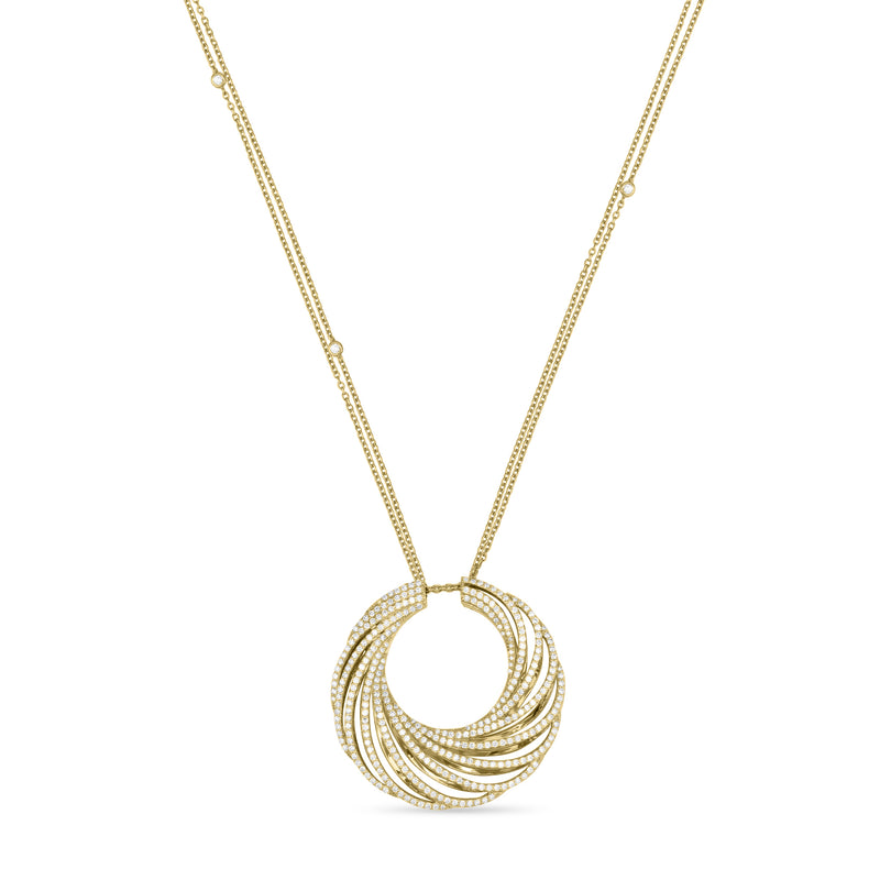 RONZA Yellow Gold Large Moon Diamond Pendant